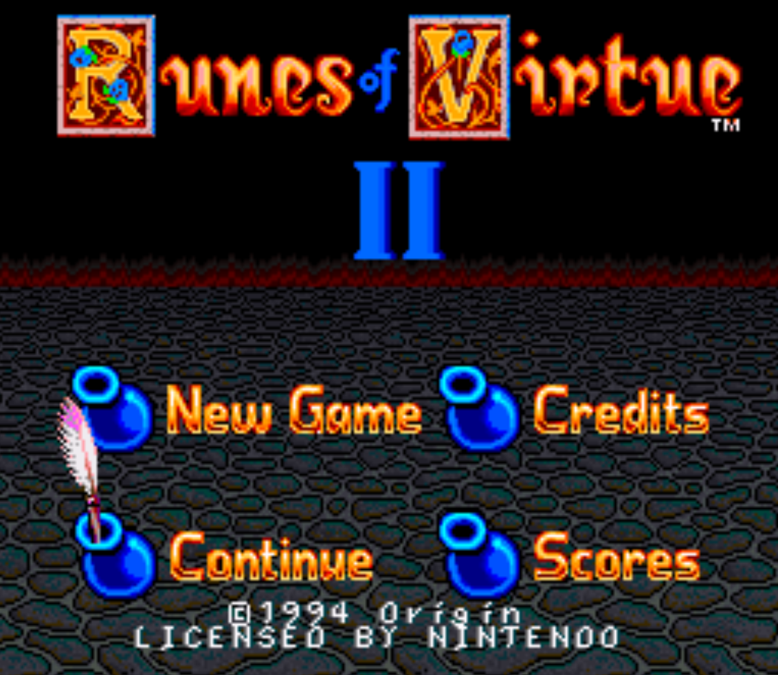 Ultima Runes of Virtue II Title Screen